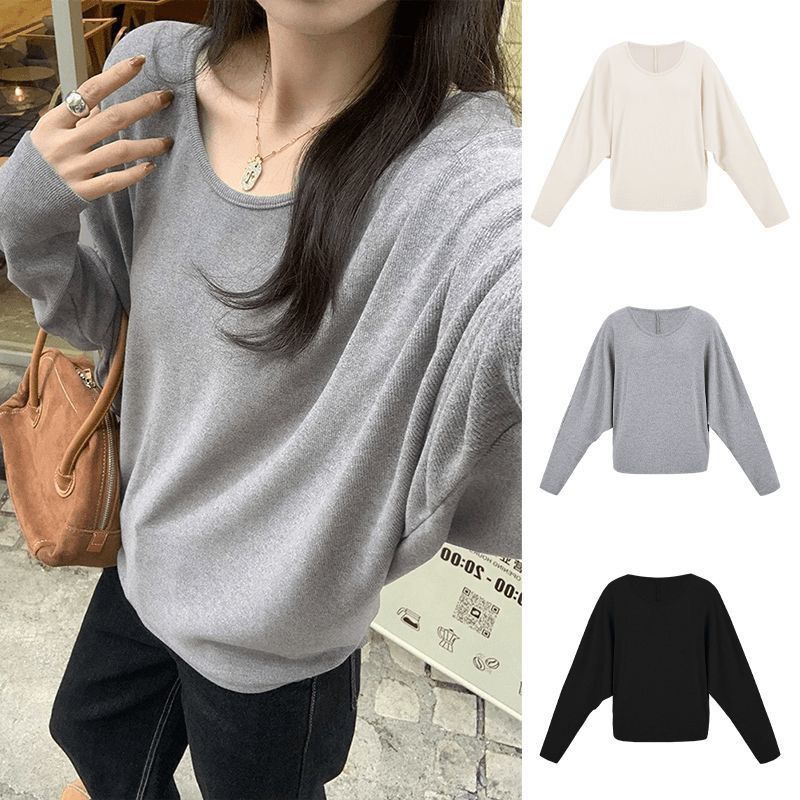 蝙蝠袖慵懶寬鬆顯瘦百搭長袖T恤