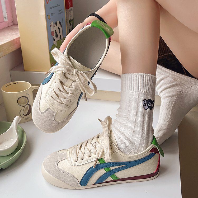 透氣復古休閒百搭拼色板鞋運動德訓鞋阿甘鞋-HaloBless