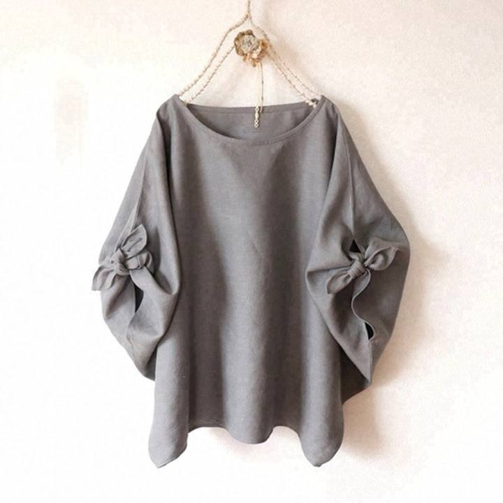 【5色可選】原創日系圓領寬鬆兩袖綁帶五分短袖-HaloBless