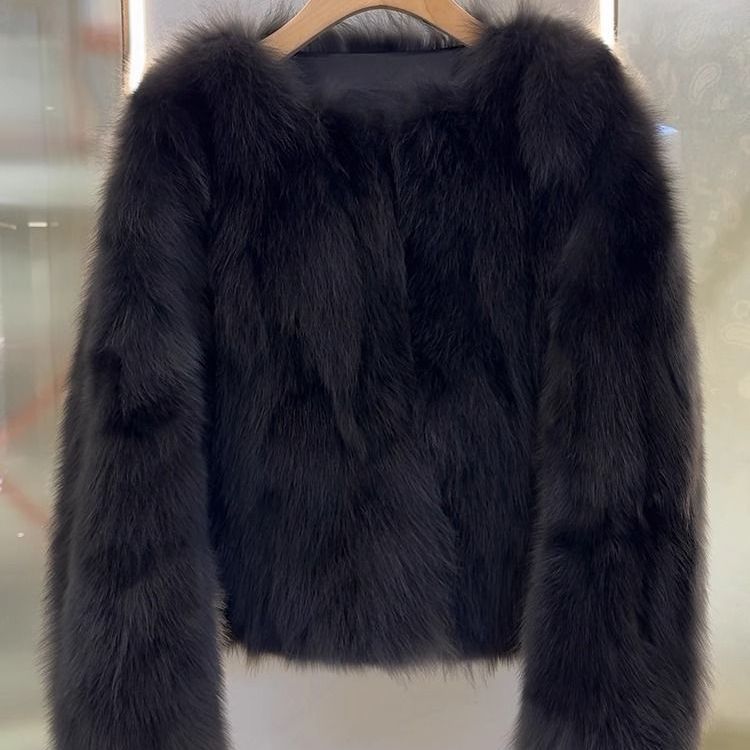 仿狐狸毛韓版皮草短款毛毛圓領外套