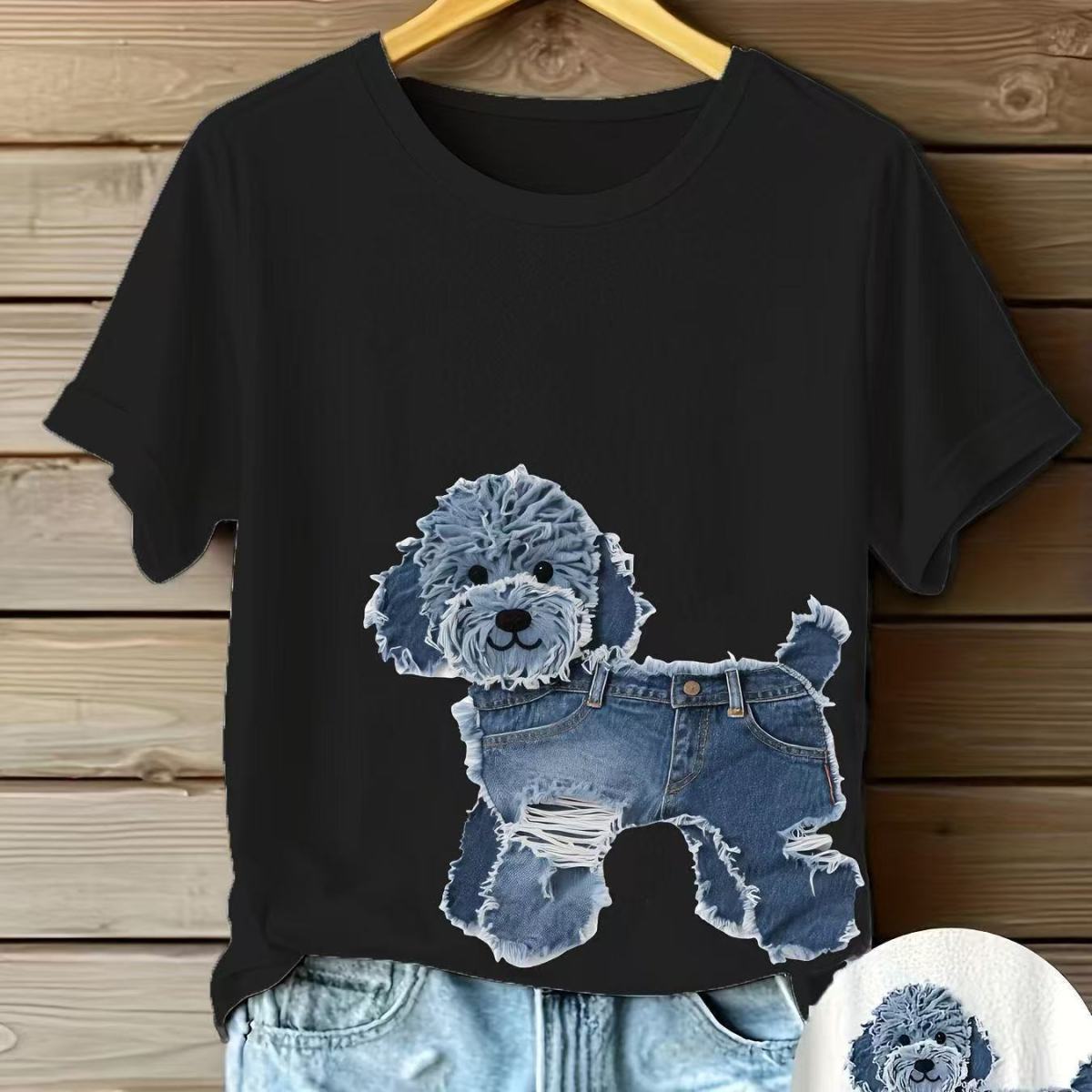 純棉百搭休閒設計感減齡印花短袖T恤