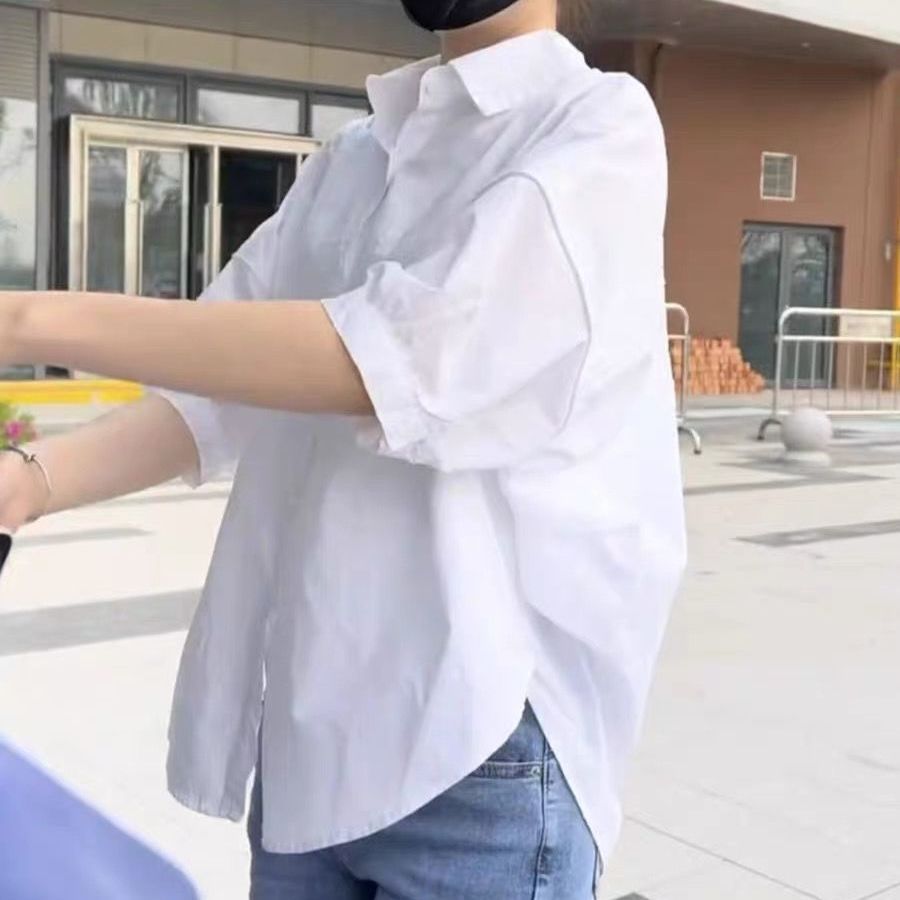 Chic後背鏤空法式設計感褶皺短袖襯衫-HaloBless