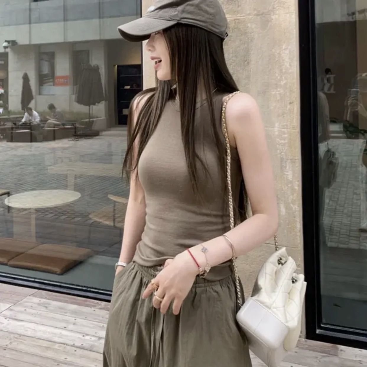 【單件/套裝】美式復古流行時尚背心+工裝休閑褲兩件套