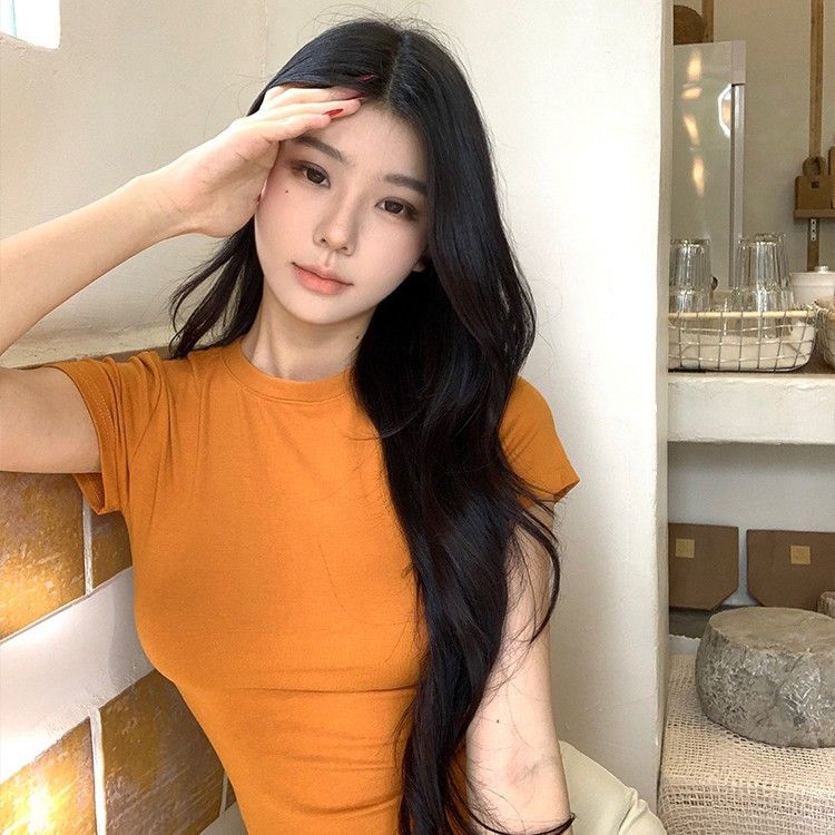 (多色可選)修身顯瘦圓領正肩百搭簡約短袖T恤