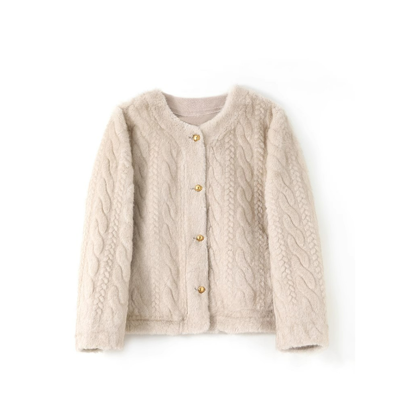 小香風高級感加厚圓領時尚夾棉洋氣外套