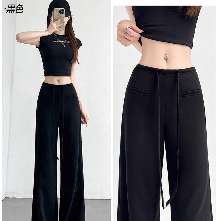 美式微喇高腰顯瘦垂感休閑衛褲慵懶闊腿褲-HaloBless