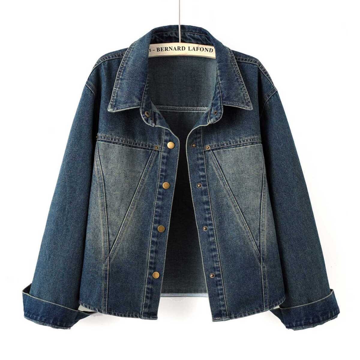 韓版復古寬鬆顯瘦短款牛仔外套-HaloBless