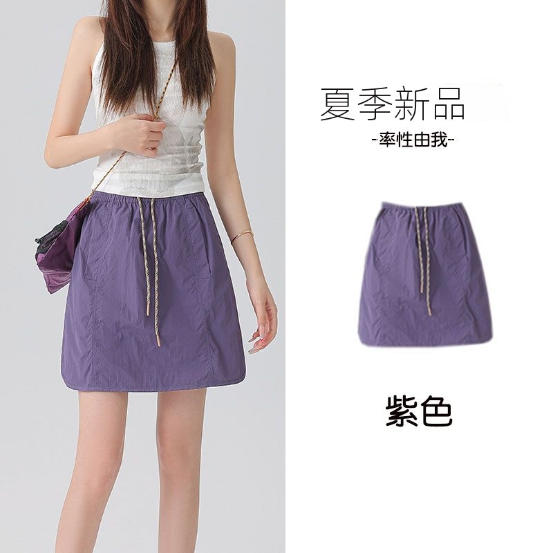 美式休閒運動寬鬆顯瘦鬆緊腰防走光工裝半身短裙