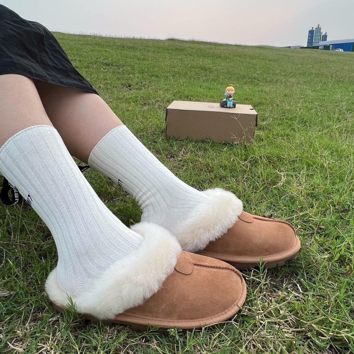 加厚純色羊毛絨防寒防滑包頭拖鞋