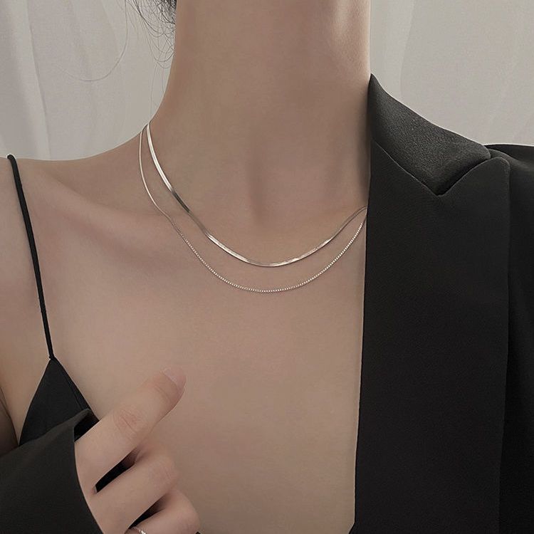 雙層疊戴ins輕奢小眾冷淡鎖骨鍊氣質甜酷項鏈-HaloBless