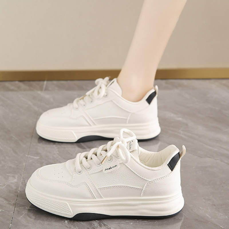 透氣百搭韓版厚底運動休閒板鞋小白鞋-HaloBless