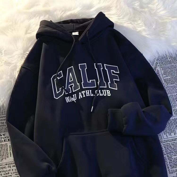 美式復古字母印花休閒百搭帽T-HaloBless