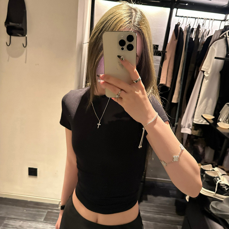 (多色可選)修身顯瘦圓領正肩百搭簡約短袖T恤