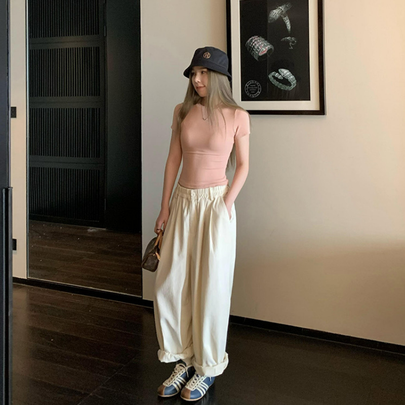 (多色可選)修身顯瘦圓領正肩百搭簡約短袖T恤