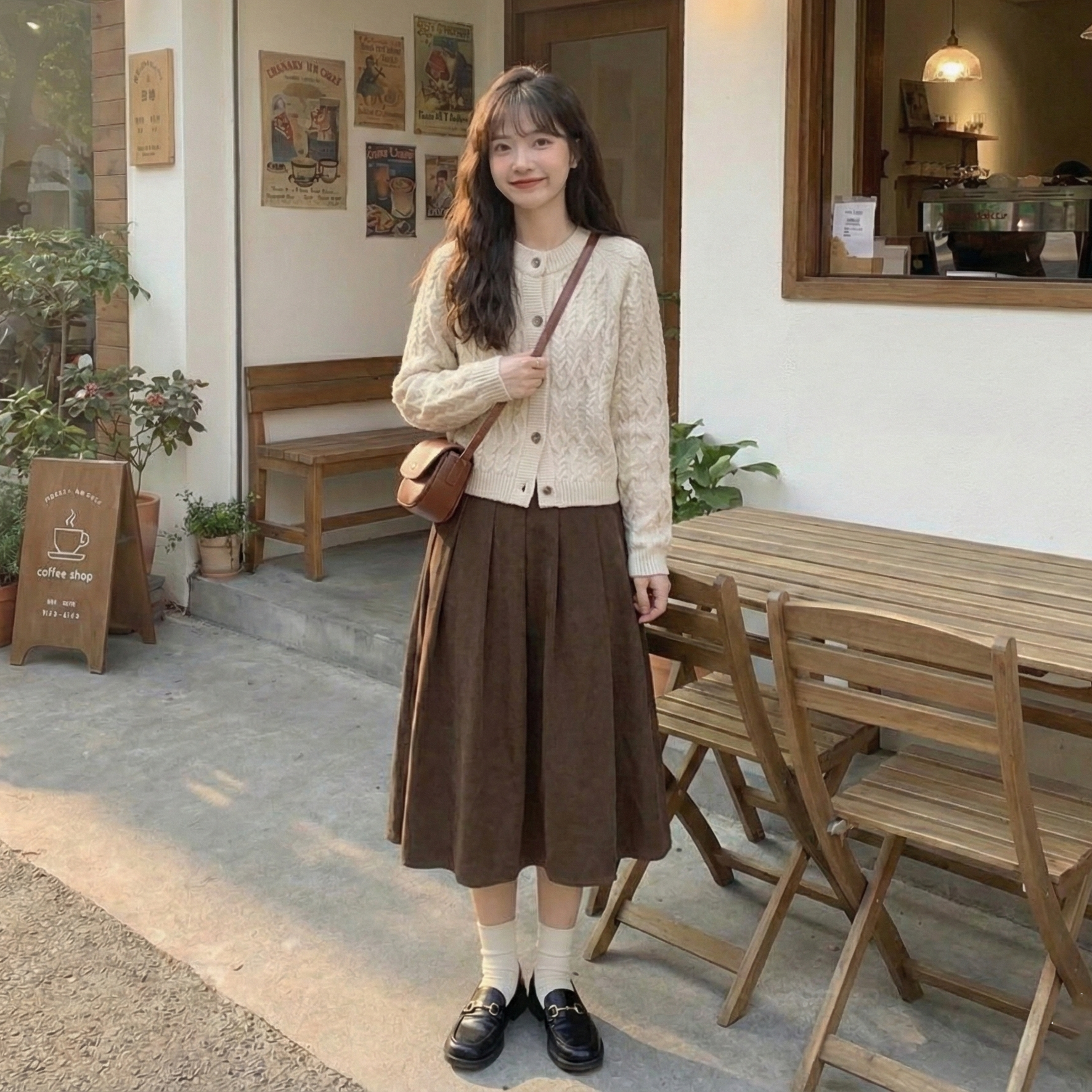 【單件/套裝】小香風休閒百搭毛衣開衫+半身裙兩件套