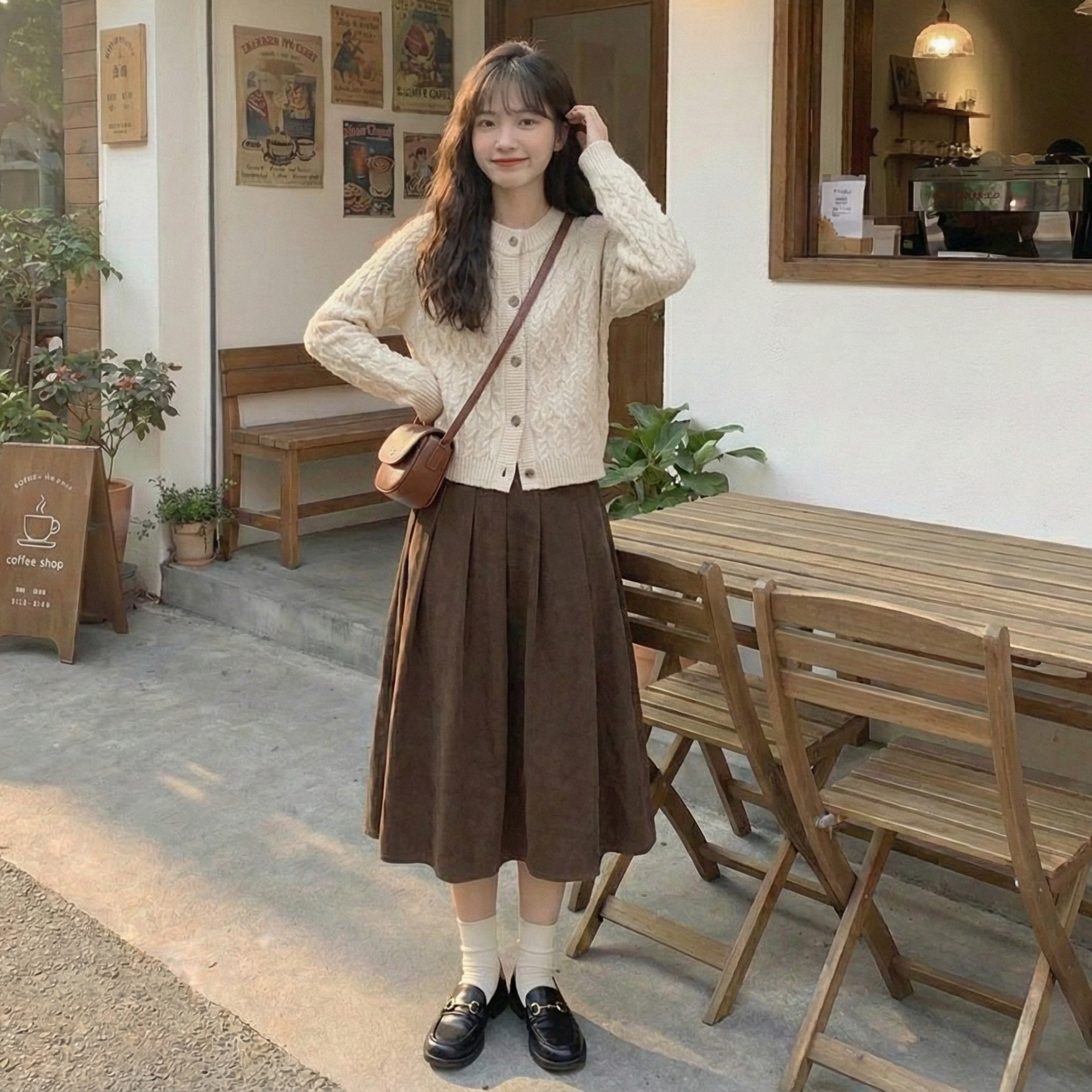 【單件/套裝】小香風休閒百搭毛衣開衫+半身裙兩件套
