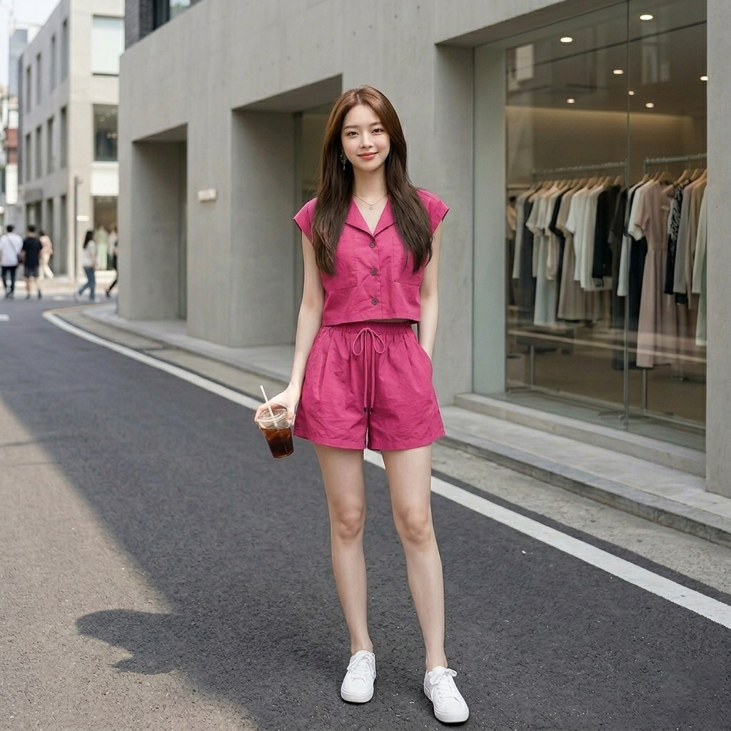 【整套】鹽系小香風時尚顯瘦顯高短袖+短褲兩件套裝