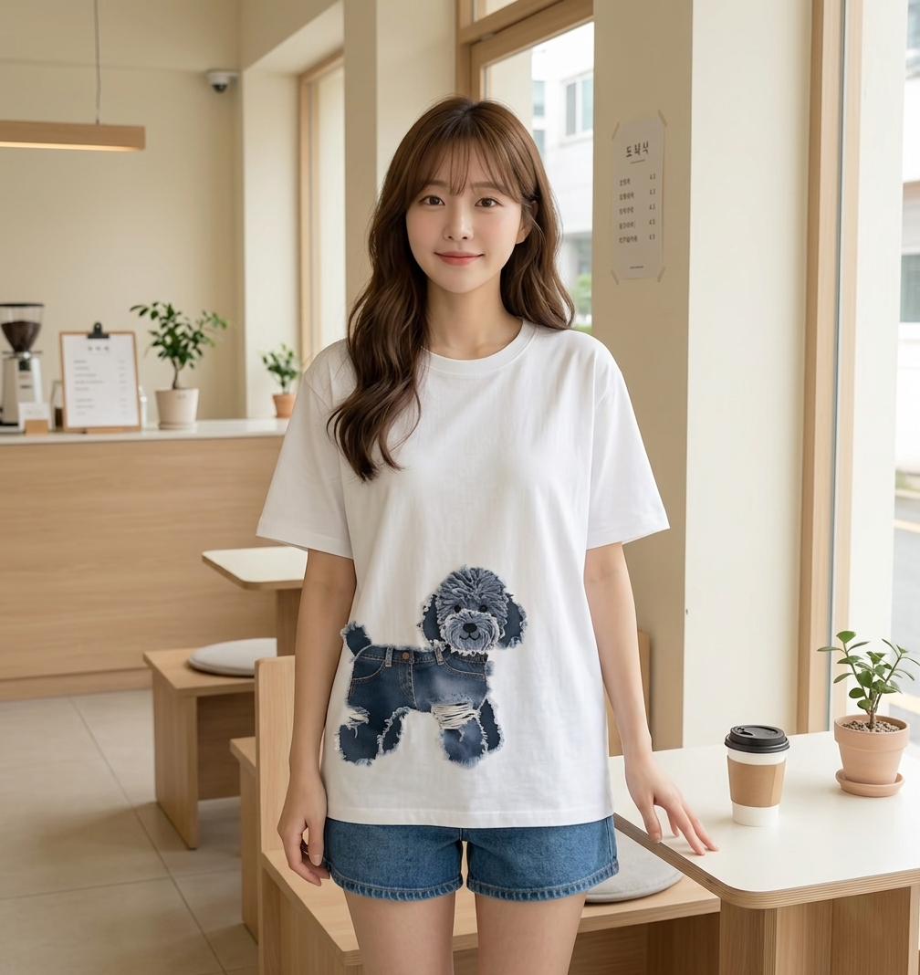 純棉百搭休閒設計感減齡印花短袖T恤