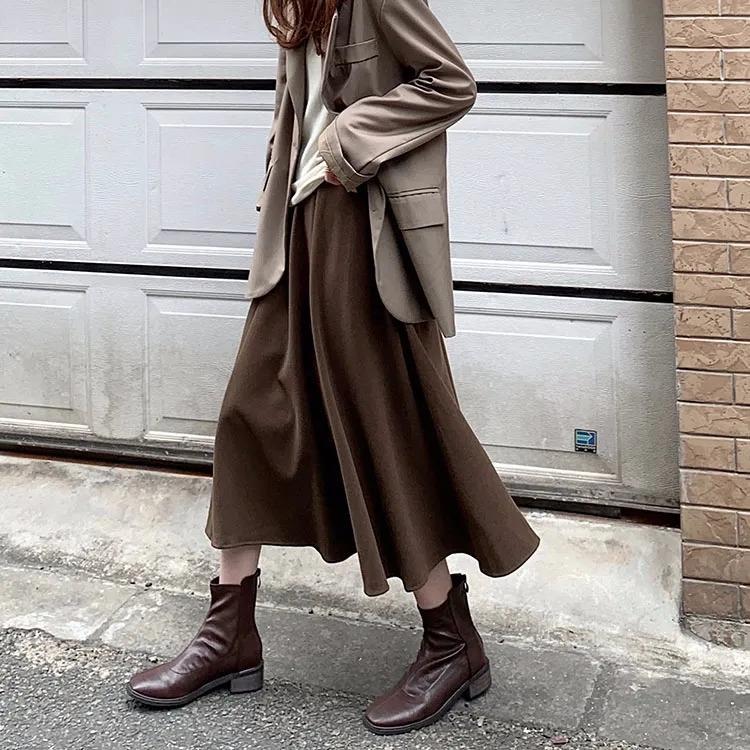 法式傘裙高腰加厚A字大擺半身裙