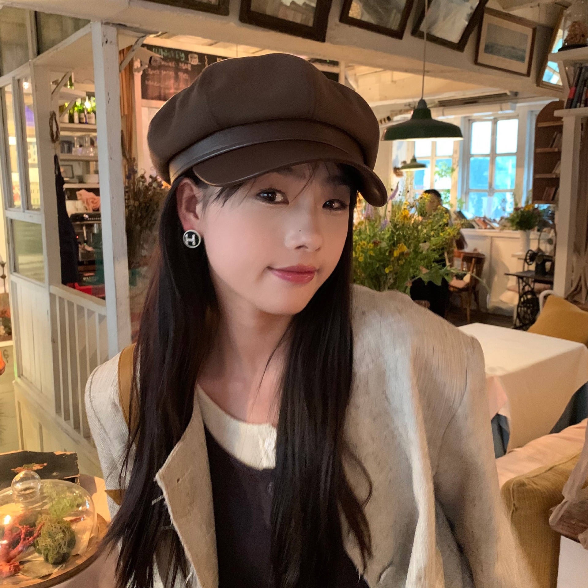 多款英倫復古棕色八角pu皮質貝雷帽子-HaloBless