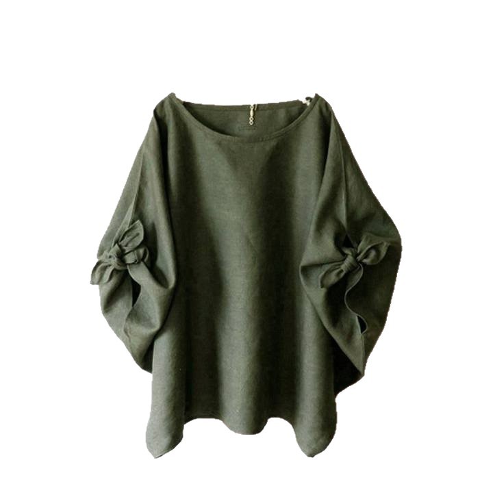 【5色可選】原創日系圓領寬鬆兩袖綁帶五分短袖-HaloBless