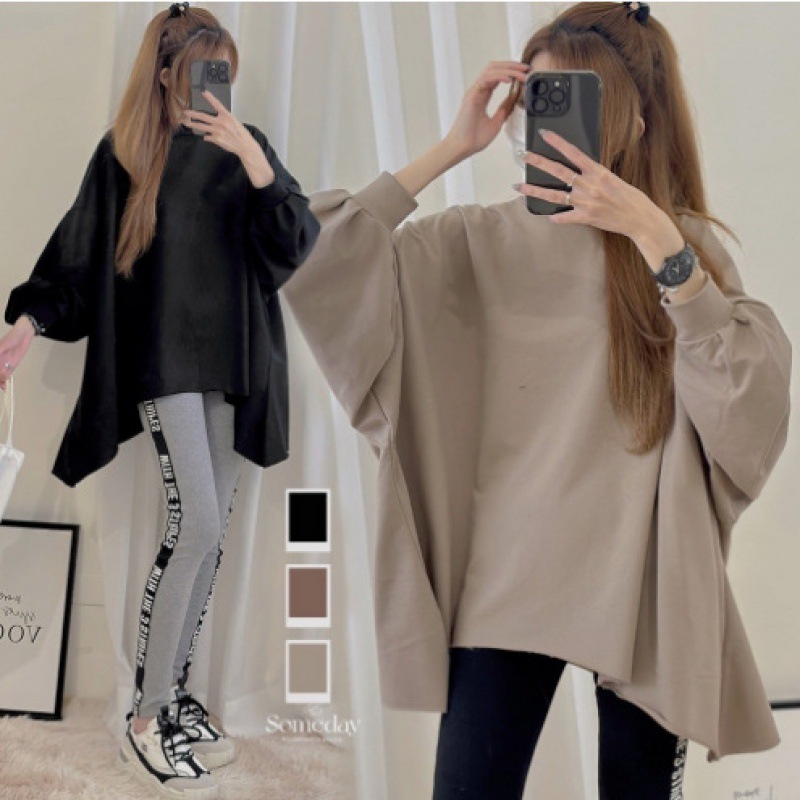 大碼多巴胺寬鬆休閒顯瘦不規則衛衣-HaloBless