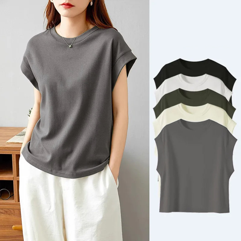 洋氣百搭遮肉設計感側邊防走光T恤-HaloBless