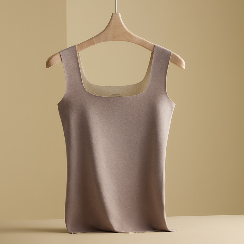 【多色】修身打底德絨方領保暖加絨加厚無痕背心-HaloBless