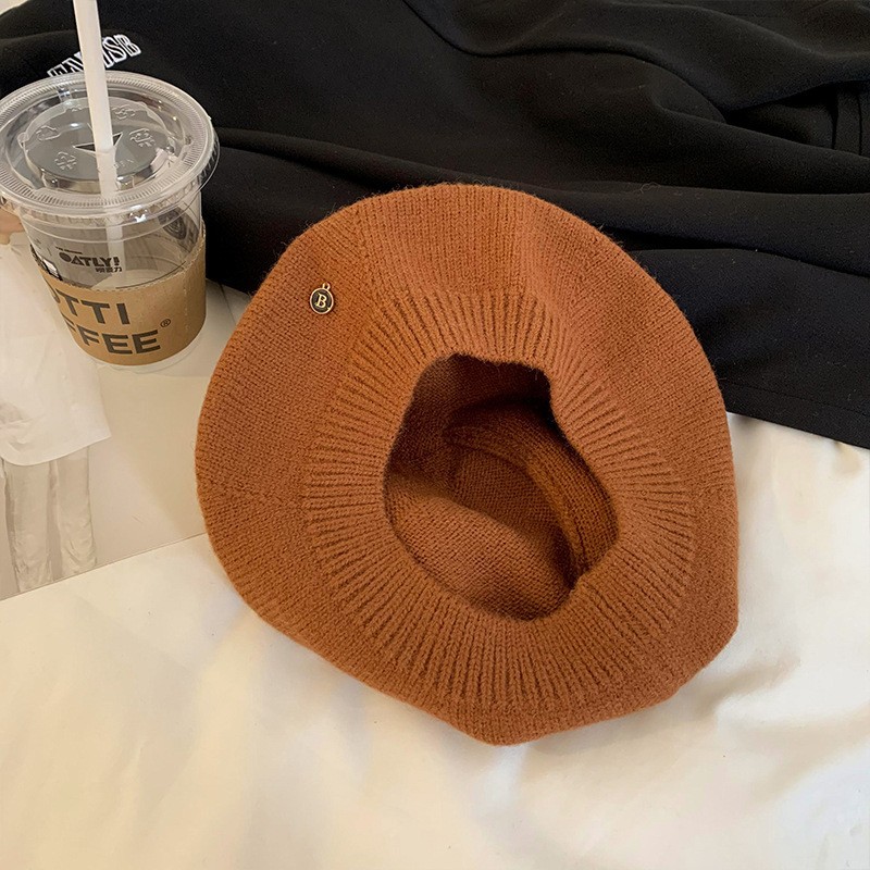 多款英倫復古棕色八角pu皮質貝雷帽子-HaloBless