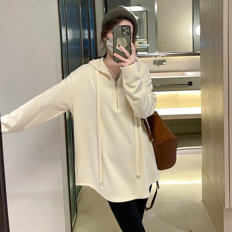 大碼德絨寬鬆顯瘦慵懶風百搭ins連帽打底衫