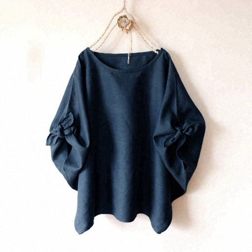 【5色可選】原創日系圓領寬鬆兩袖綁帶五分短袖-HaloBless