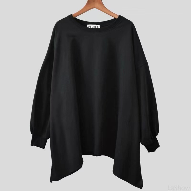 大碼多巴胺寬鬆休閒顯瘦不規則衛衣-HaloBless