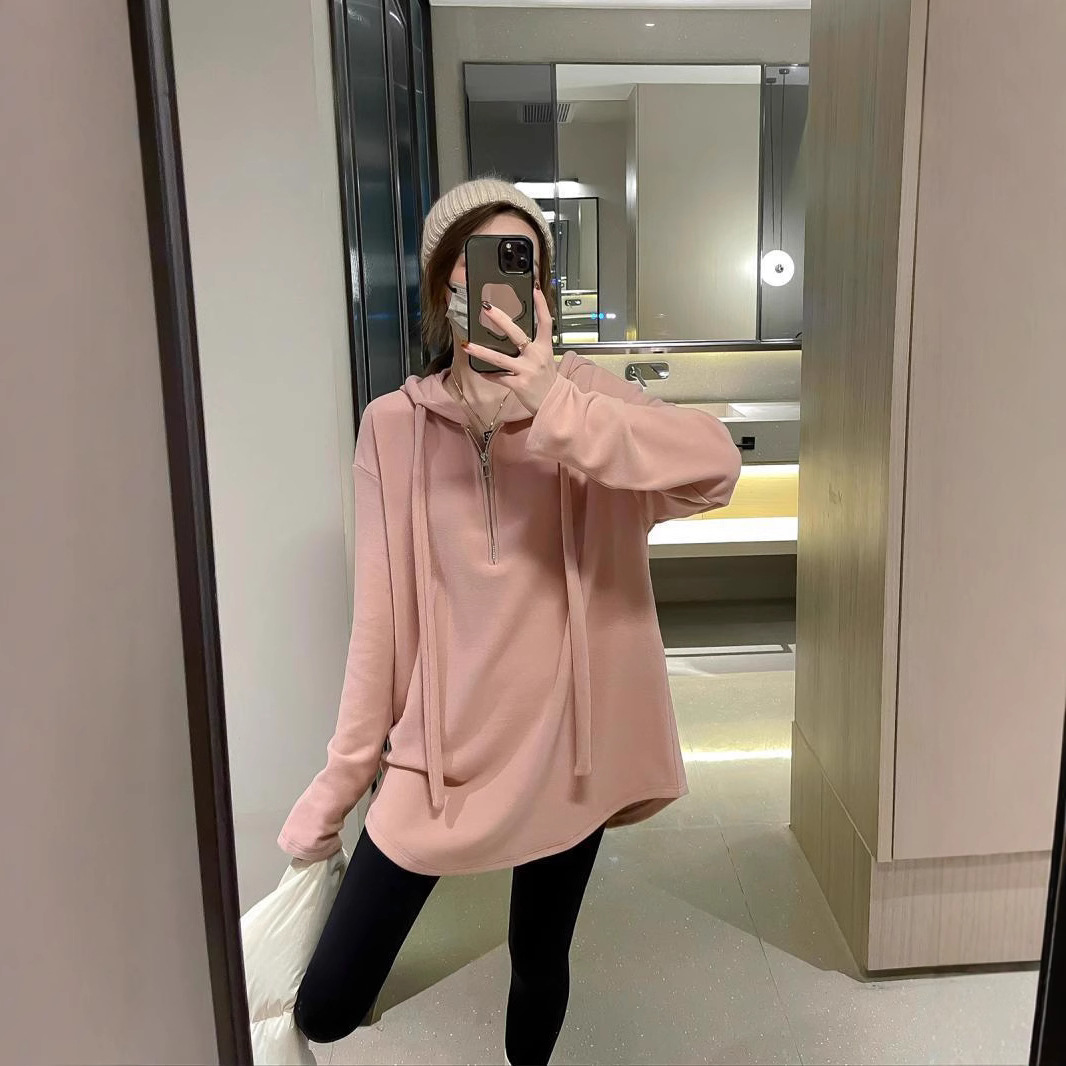 大碼德絨寬鬆顯瘦慵懶風百搭ins連帽打底衫