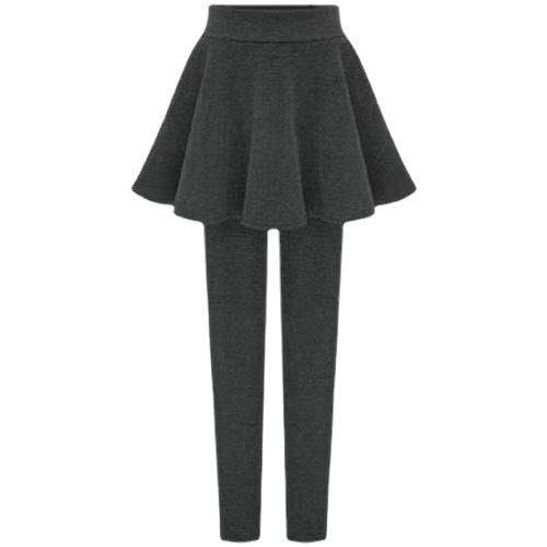 時尚高腰可外穿打底加絨/不加絨假兩件裙褲-HaloBless