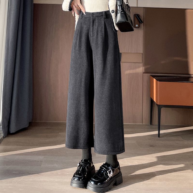 加厚毛呢哈倫西裝高腰八分九分休閒直筒褲