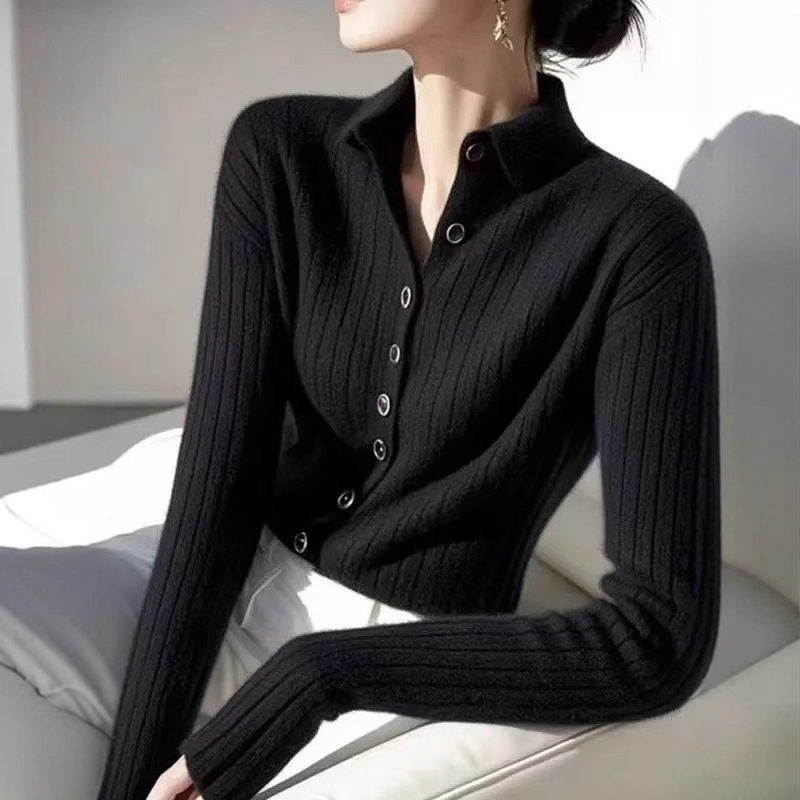 高級感簡約氣質素色半高領針織衫