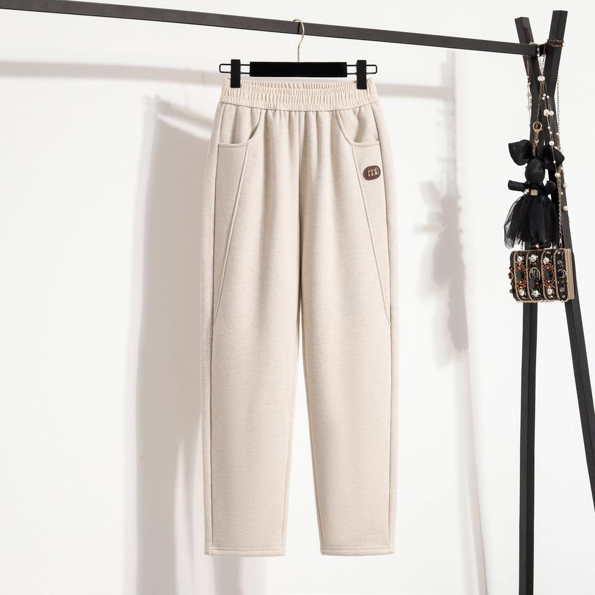 毛呢寬鬆軟糯遮肉顯瘦刷毛加厚休閒褲