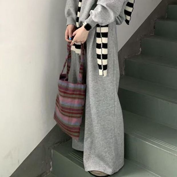 【單件/套裝】條紋披肩+慵懶風衛衣+闊腿褲三件套裝-HaloBless