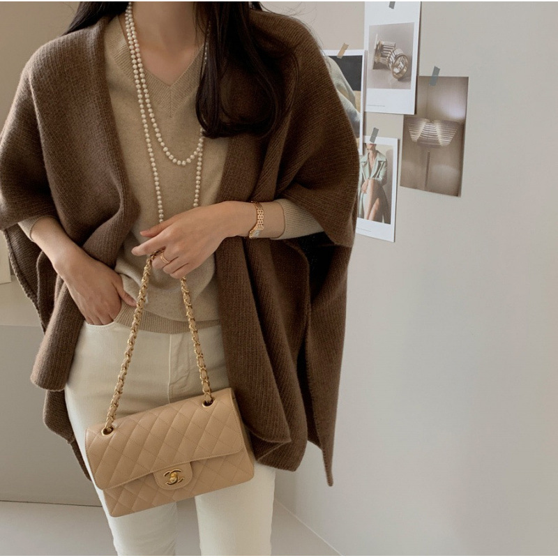 洋氣針織披肩外套休闲温柔氣質斗篷開衫