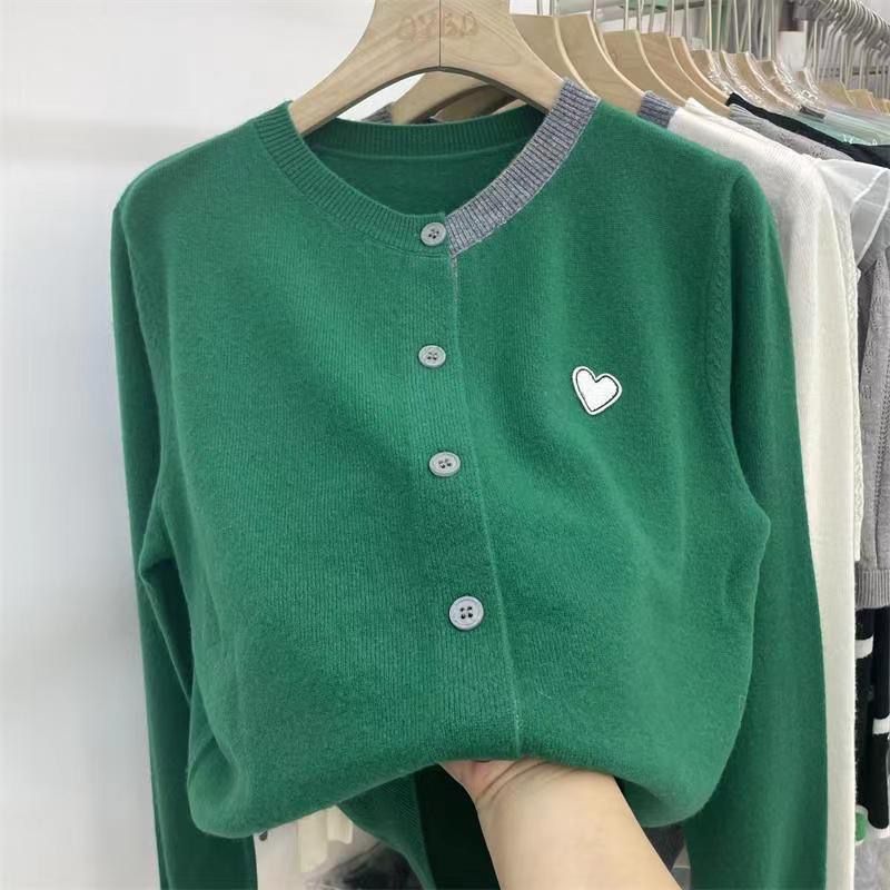 韓版貼布寬鬆溫柔風針織外套開衫