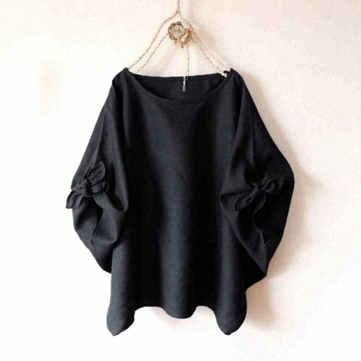 【5色可選】原創日系圓領寬鬆兩袖綁帶五分短袖-HaloBless