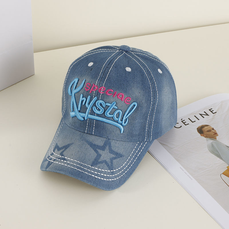 遮陽帽刺繡字母百搭韓版牛仔帽休閒鴨舌帽-HaloBless