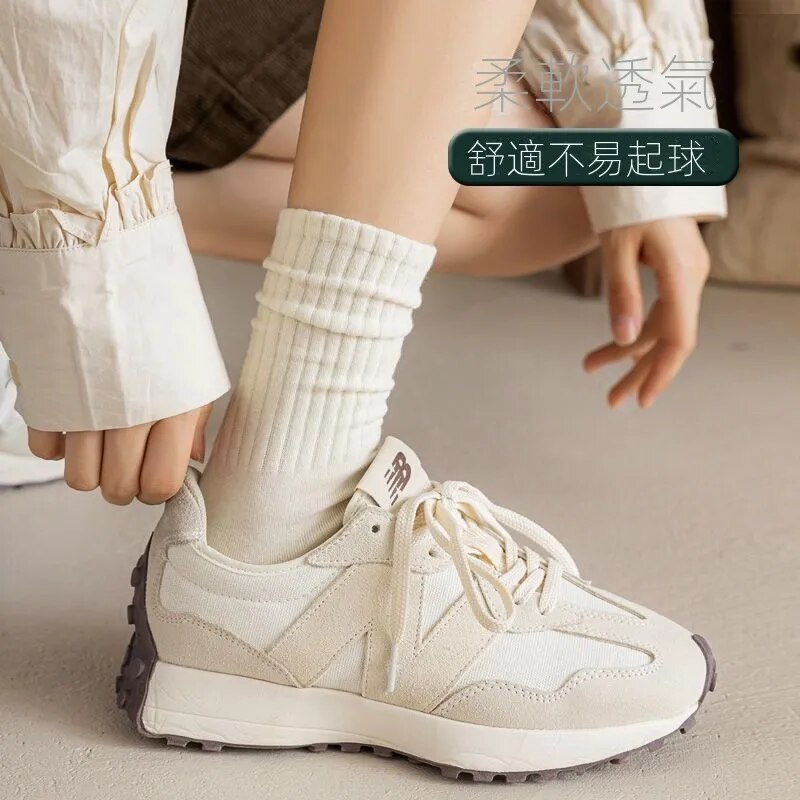 【5雙裝】日系百搭簡約舒適柔軟中筒襪子-HaloBless