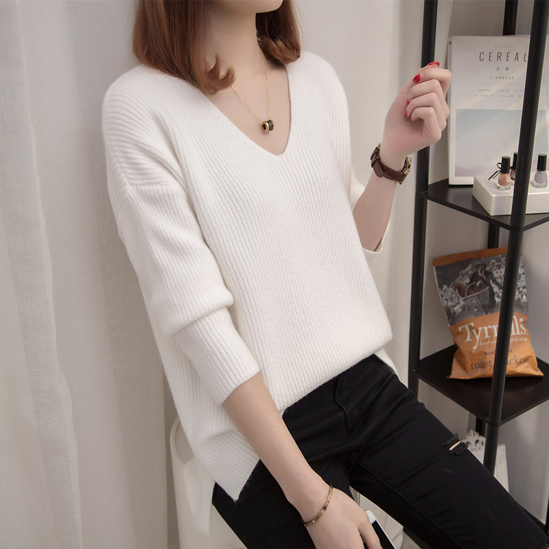 韓版寬鬆顯瘦純色打底針織長袖-HaloBless