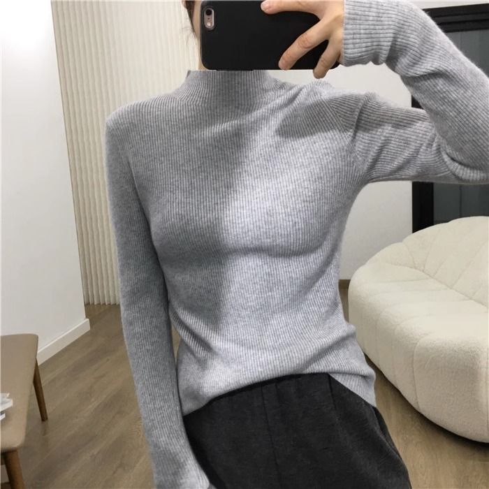 半高領內搭洋氣保暖氣質長袖針織衫