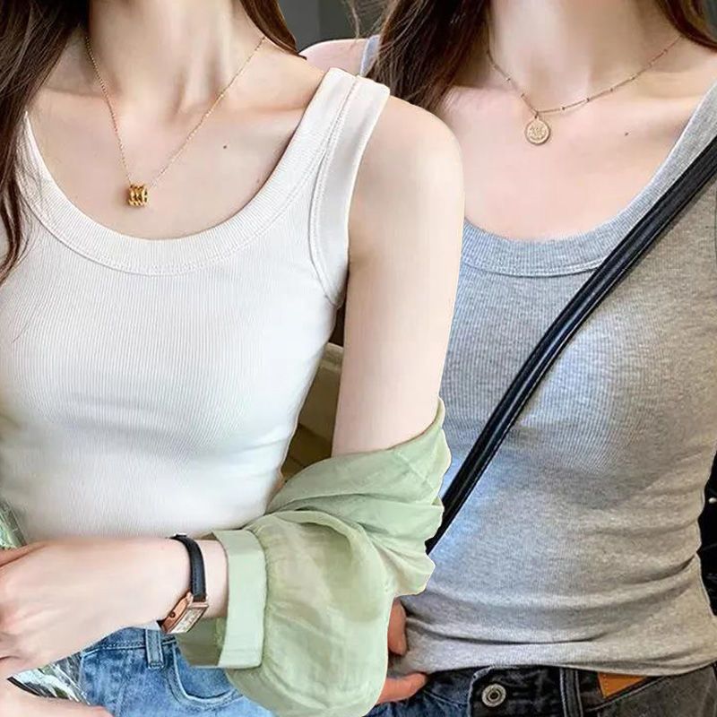 螺紋防走光無袖薄款內搭打底吊帶背心