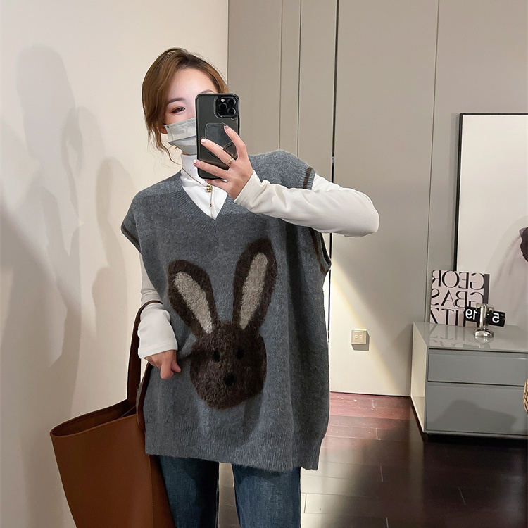 慵懶風韓版寬鬆顯瘦百搭針織馬甲-HaloBless