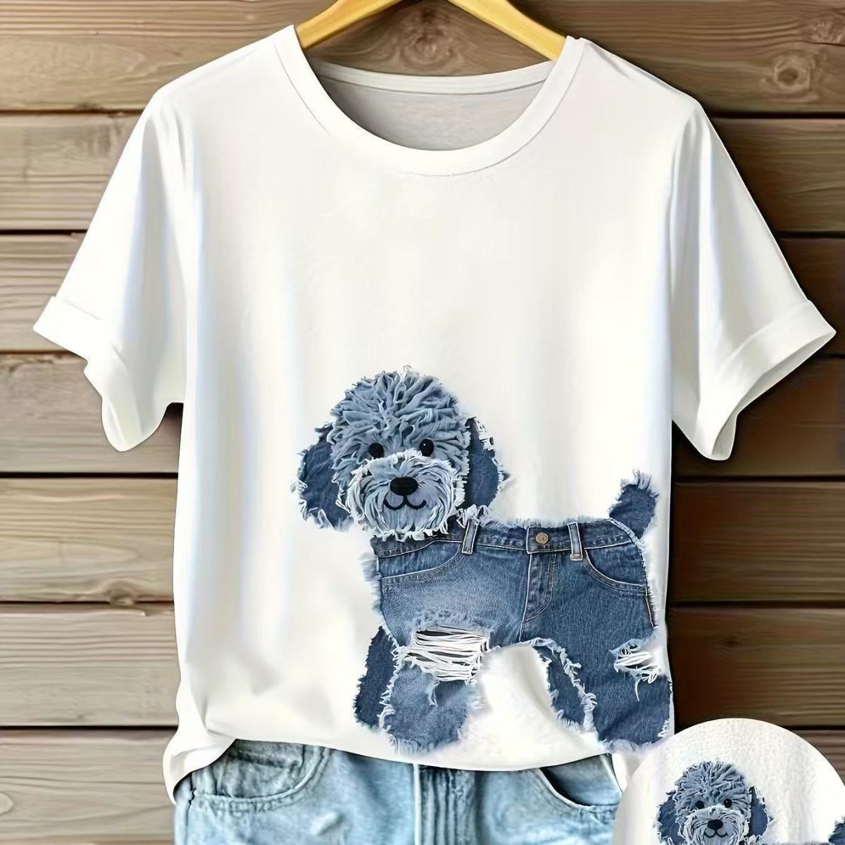 純棉百搭休閒設計感減齡印花短袖T恤