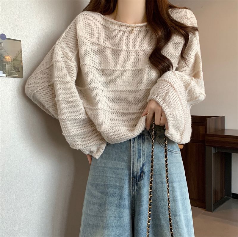 韓版慵懶風甜美潮流套頭寬鬆毛衣針織衫