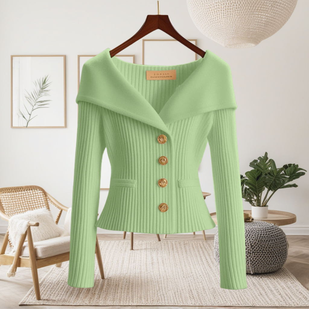 氣質優雅微喇高級感收腰顯瘦小香風針織毛衣